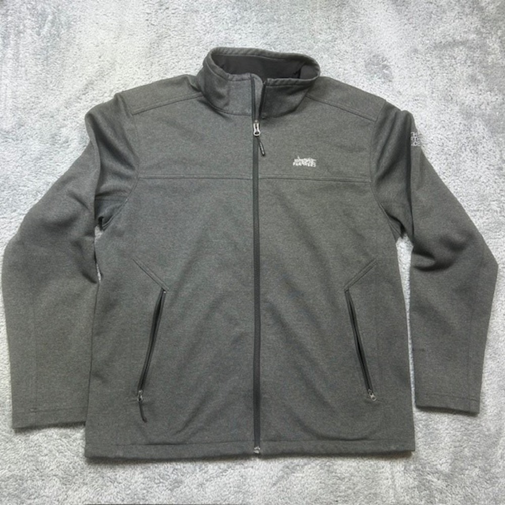 North Face Windwall Jacket Mens Large Gray Full Zip Outdoor Shell Logo Frayed